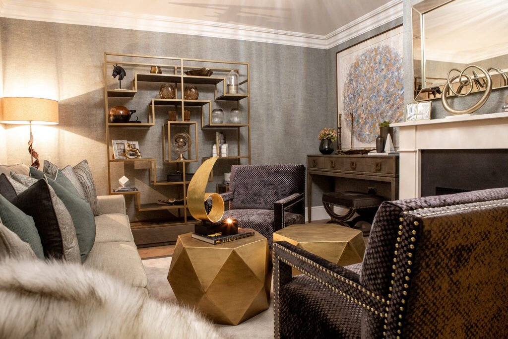 Sofa area with warm lighting and decorative details – Blarney Residential, AK Interior, Cork