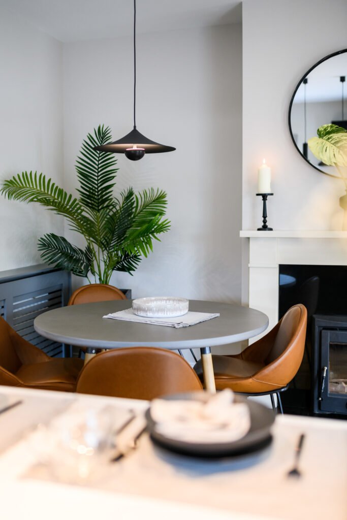 Dining table set with tableware – Whitegate Holiday Home, AK Interior, Cork