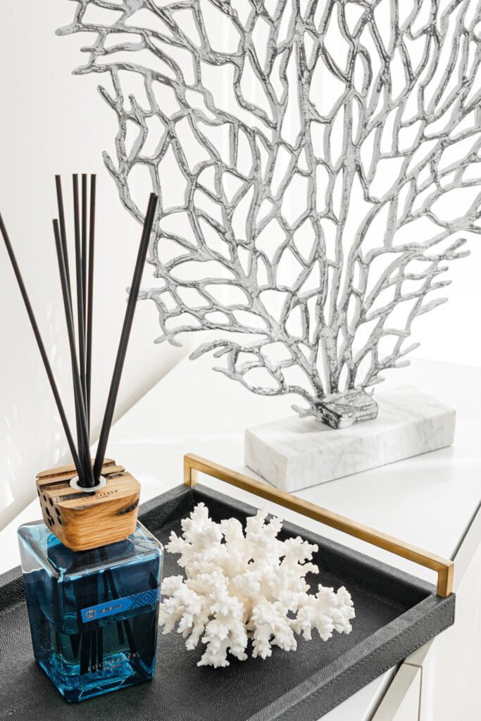 Fragrance diffuser and coral decor on console – Moneygurney Road Part One, AK Interior