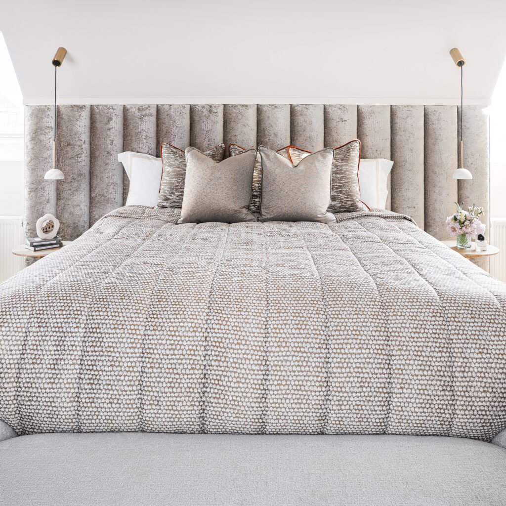 Bed with vertical upholstered headboard – Moneygurney Road Part One, AK Interior