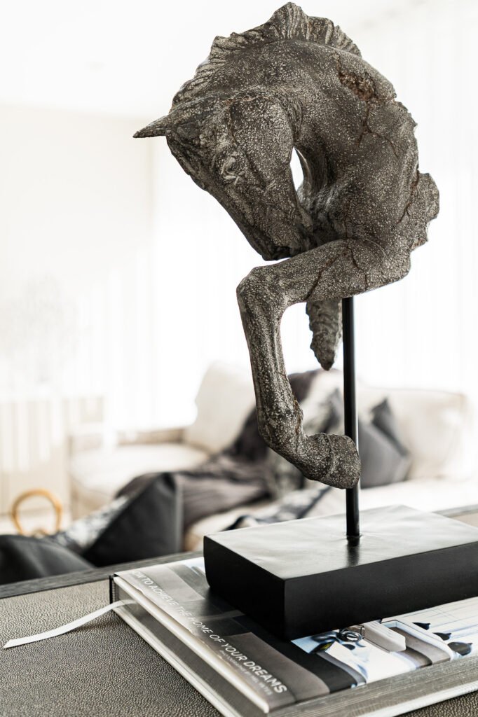 Decorative horse sculpture on coffee table – Moneygurney Road Part One, AK Interior