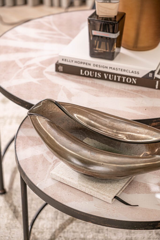 Coffee table styling with books, decor tray and textured accessories — The Steeples Part One by AK Interior