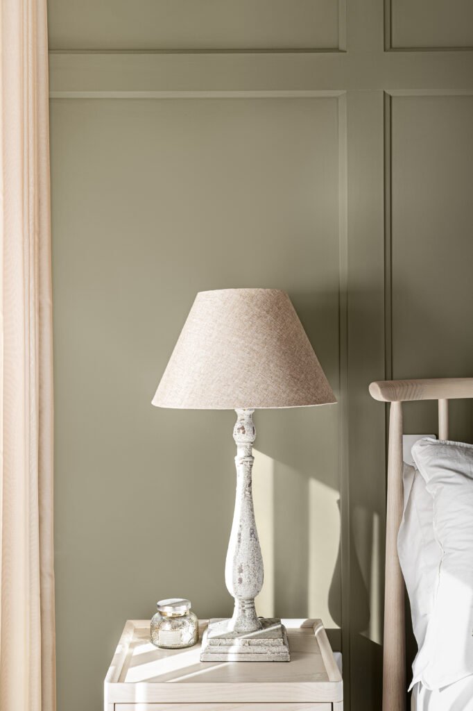 Close-up of textured fabric floor lamp shade – Residential project “West Cork Waterfront”, designed by AK Interior, Cork, Ireland.